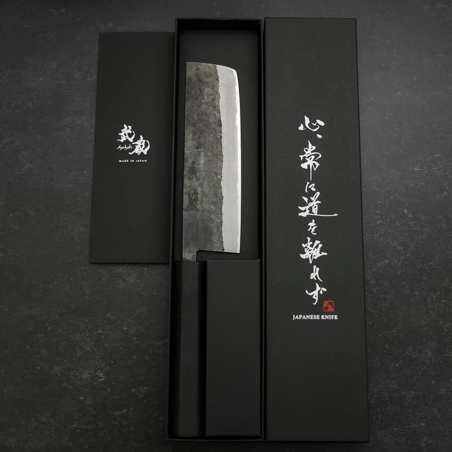 Nakiri Stainless Clad Blue Steel #2 Kurouchi Rubber Handle 165mm