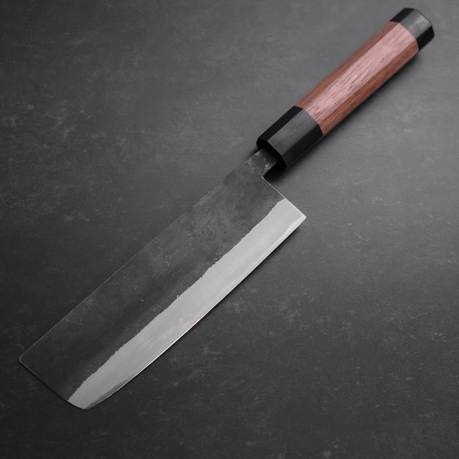 Nakiri Stainless Clad Blue Steel #2 Kurouchi Walnut Handle 165mm