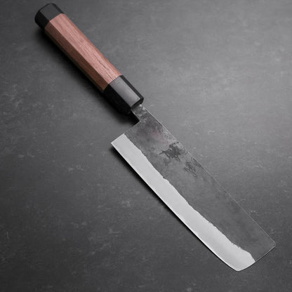 Nakiri Stainless Clad Blue Steel #2 Kurouchi Walnut Handle 165mm