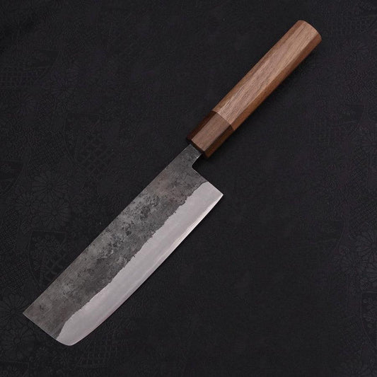 Nakiri Stainless Clad Blue Steel #2 Kurouchi Walnut Shitan Handle 165mm