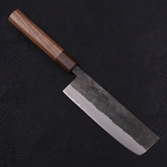 Nakiri Stainless Clad Blue Steel #2 Kurouchi Walnut Shitan Handle 165mm