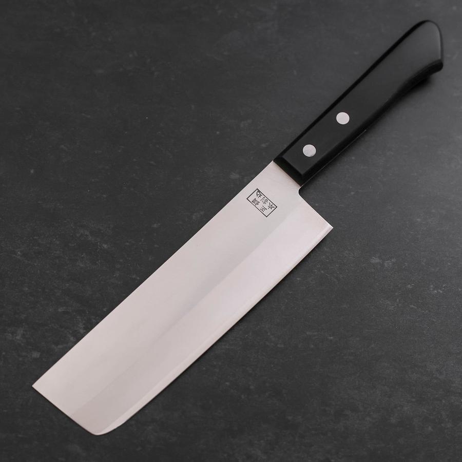 Nakiri Stainless Clad White Steel #2 Polished Western Black Handle 150mm