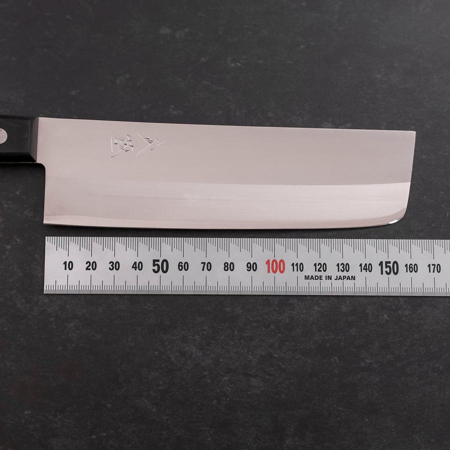 Nakiri Stainless Clad White Steel #2 Polished Western Black Handle 150mm