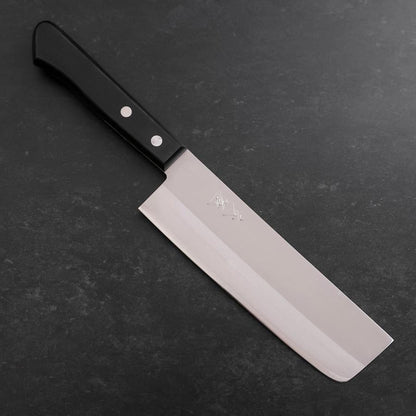 Nakiri Stainless Clad White Steel #2 Polished Western Black Handle 150mm