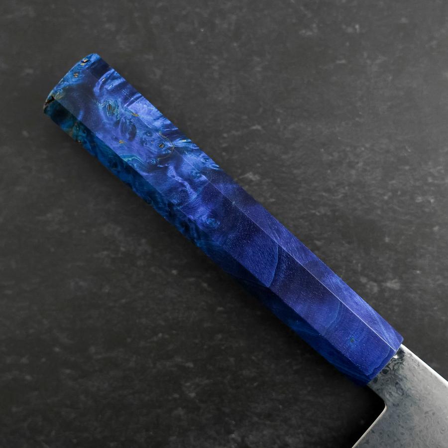 Nakiri VG-10 Damascus Blue Birch Handle 170mm (6.7”)-[Musashi]-[Japanese-Kitchen-Knives]