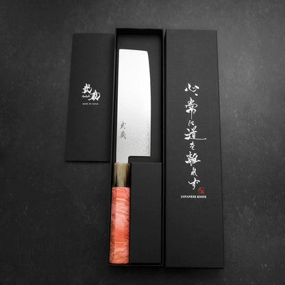 Nakiri VG-10 Damascus Buffalo Dark Pink Maple Handle 170mm