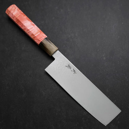 Nakiri VG-10 Damascus Buffalo Dark Pink Maple Handle 170mm