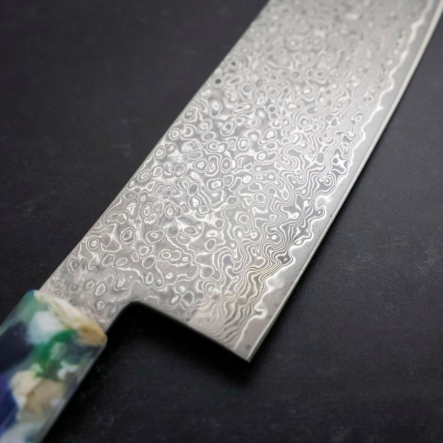 Nakiri VG-10 Damascus Ocean Blue-White Mix Handle 165mm