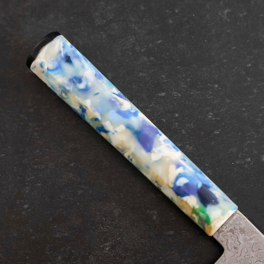 Nakiri VG-10 Damascus Ocean Blue-White Mix Handle 165mm