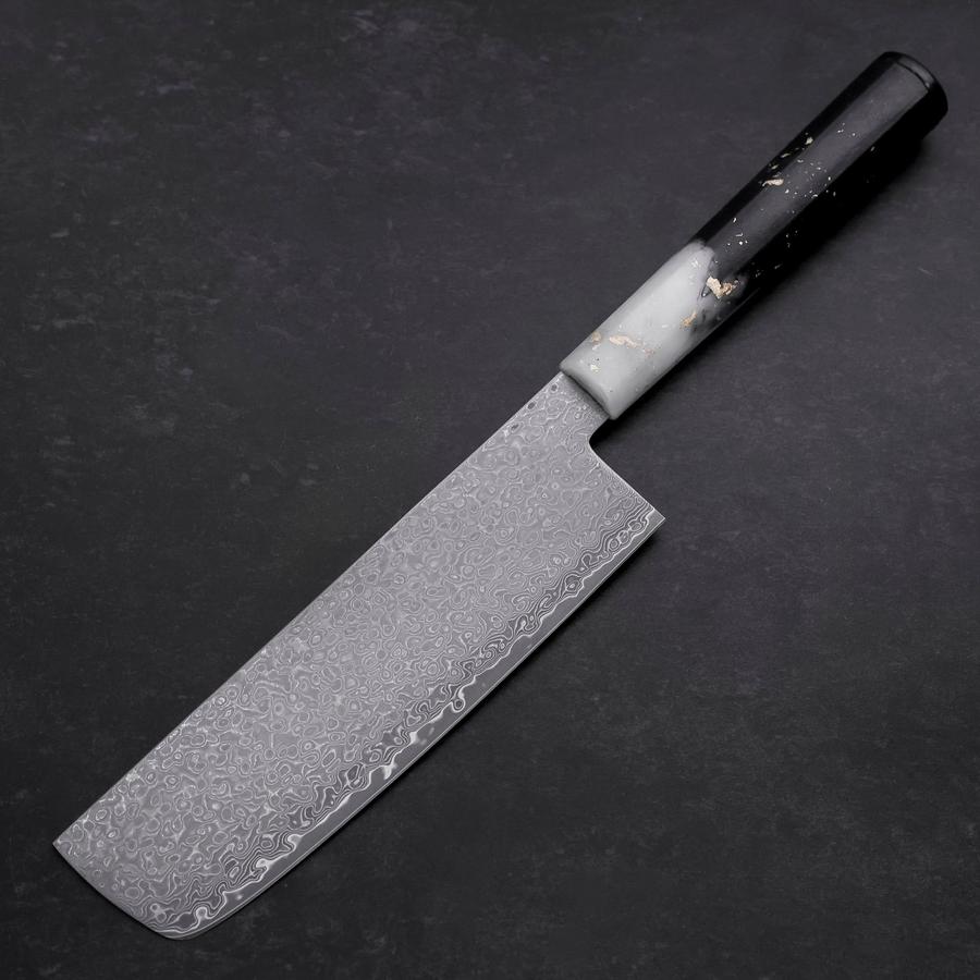 Nakiri VG-10 Damascus Ocean White Black Gold Handle 165mm