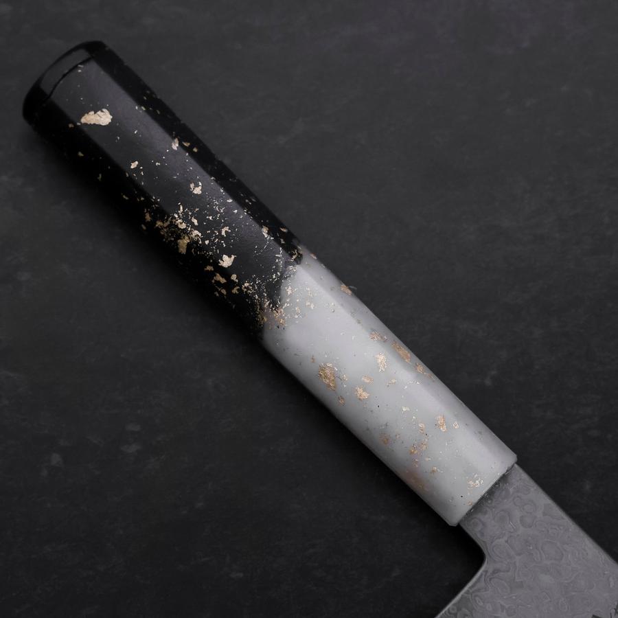 Nakiri VG-10 Damascus Ocean White Black Gold Handle 165mm