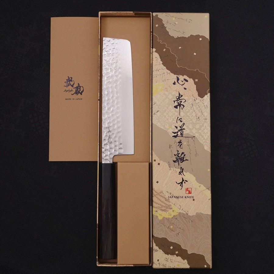 Nakiri VG-10 Tsuchime Damascus Buffalo Ebony Handle 165mm