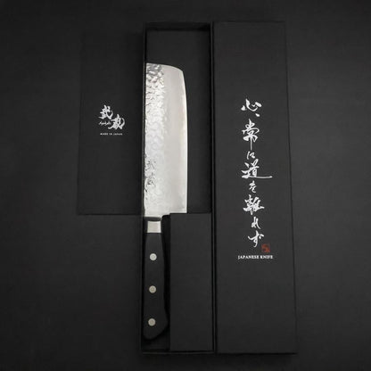Nakiri VG-10 Tsuchime Damascus Western Black Handle 165mm