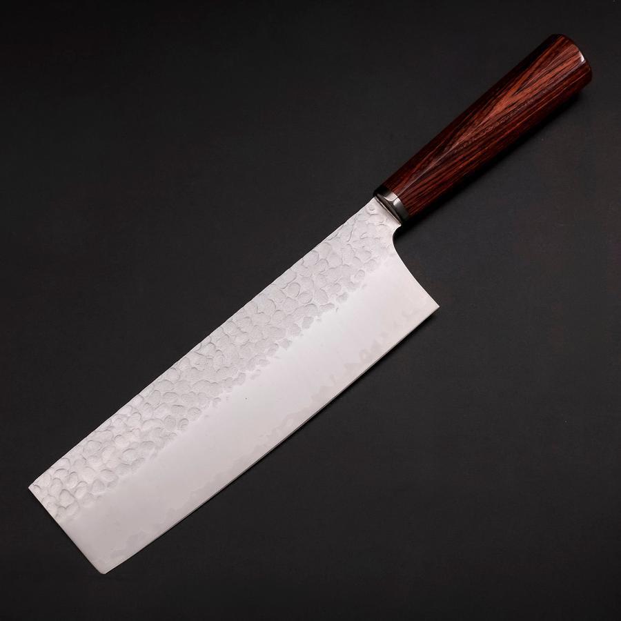 Nakiri VG-10 Tsuchime Oval Mahogany Handle 180mm (7”)-[Musashi]-[Japanese-Kitchen-Knives]