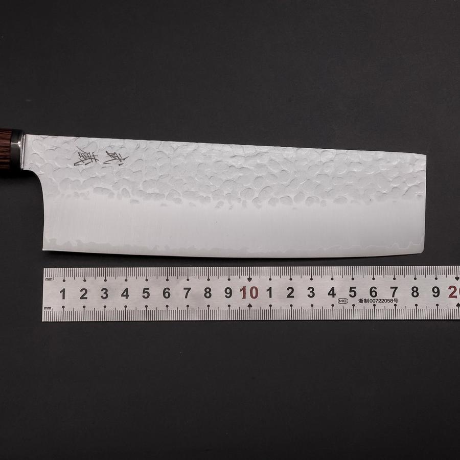 Nakiri VG-10 Tsuchime Oval Mahogany Handle 180mm (7”)-[Musashi]-[Japanese-Kitchen-Knives]