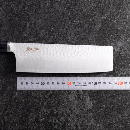 Nakiri VG-10 Tsuchime Oval Purple Handle 180mm (7”)-[Musashi]-[Japanese-Kitchen-Knives]