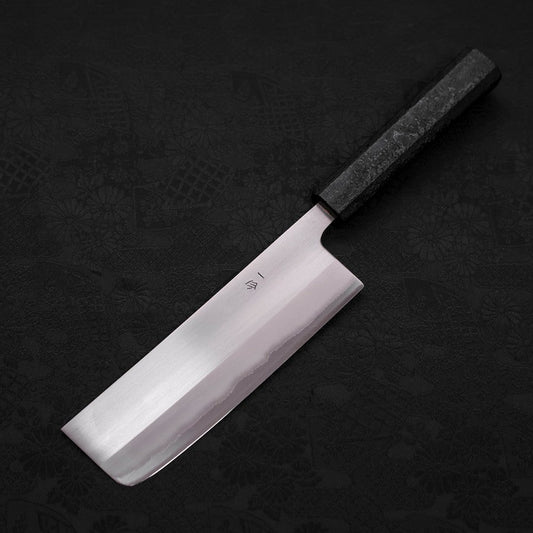 Nakiri White Steel #1 Polished Black Ishime Urushi Handle 165mm