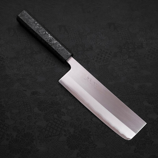 Nakiri White Steel #1 Polished Black Ishime Urushi Handle 165mm