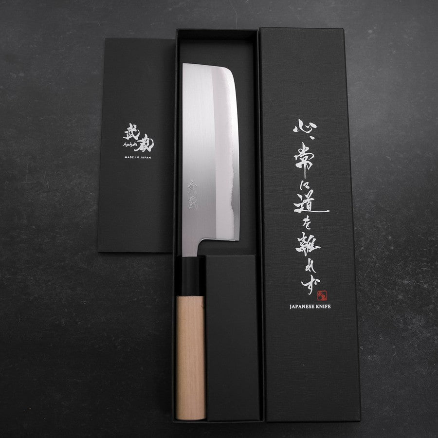 Nakiri White Steel #1 Polished Buffalo Magnolia Handle 165mm