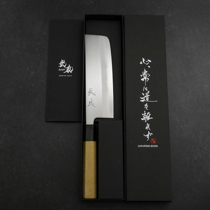 Nakiri White Steel #1 Stainless Clad Buffalo Magnolia Handle 165mm