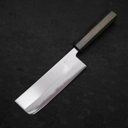 Nakiri White Steel #1 Stainless Clad Polished Green Urushi Handle 165mm