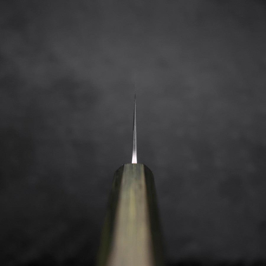 Nakiri White Steel #1 Stainless Clad Polished Green Urushi Handle 165mm