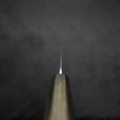 Nakiri White Steel #1 Stainless Clad Polished Green Urushi Handle 165mm