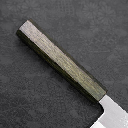 Nakiri White Steel #1 Stainless Clad Polished Green Urushi Handle 165mm