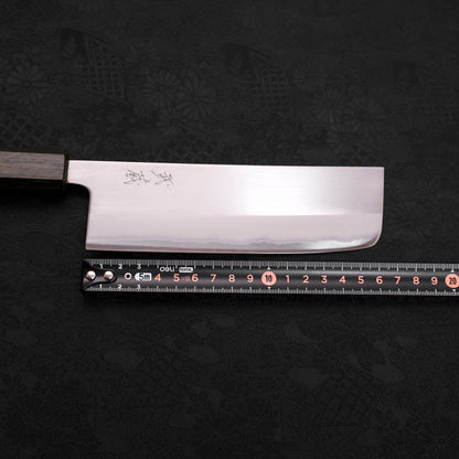 Nakiri White Steel #1 Stainless Clad Polished Green Urushi Handle 165mm