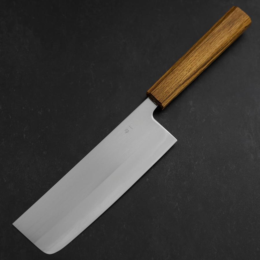 Nakiri White Steel #1 Stainless Clad Polished Oak Handle 165mm