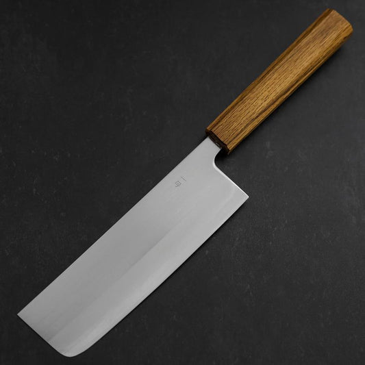 Nakiri White Steel #1 Stainless Clad Polished Oak Handle 165mm