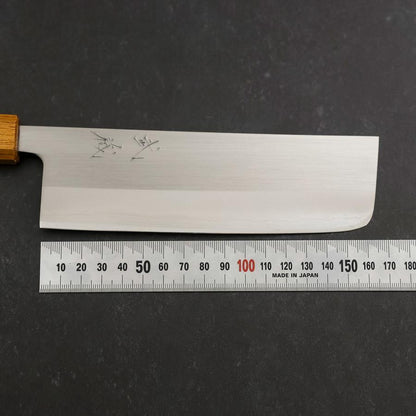Nakiri White Steel #1 Stainless Clad Polished Oak Handle 165mm
