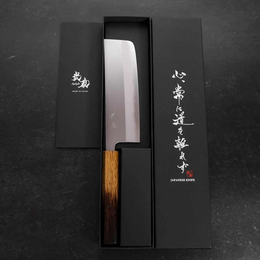 Nakiri White Steel #1 Stainless Clad Yaki Urushi Handle 165mm