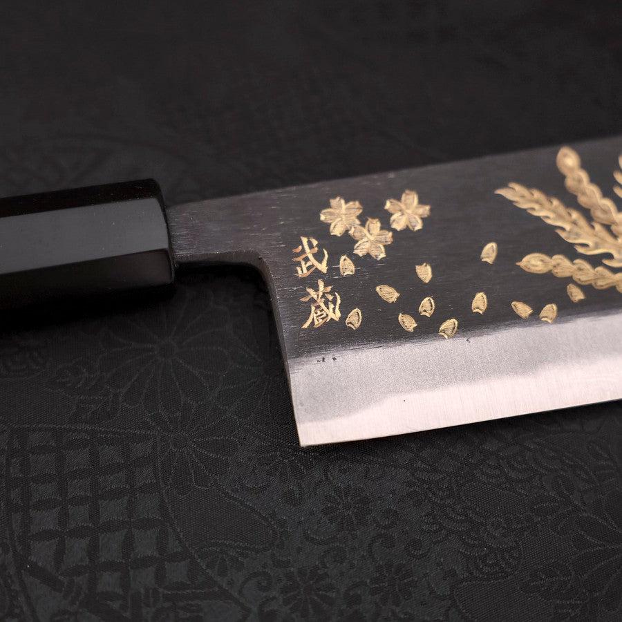 Nakiri White Steel #2 Kurouchi Chokin Phoenix Buffalo Ebony Handle 165mm