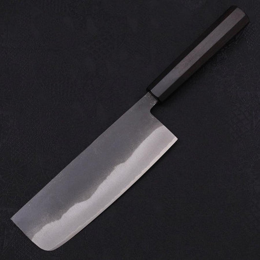 Nakiri White Steel #2 Kurouchi Chokin Sakura-Fuji Buffalo Ebony Handle 165mm