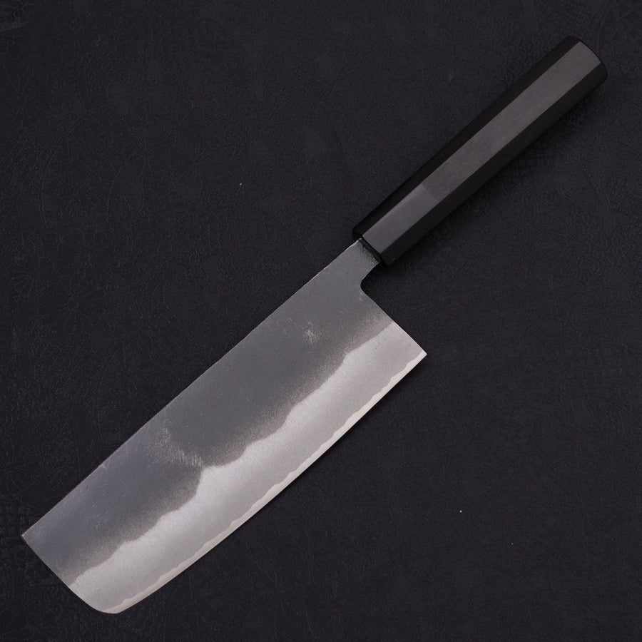 Nakiri White Steel #2 Kurouchi Chokin Snake-Sakura Buffalo Ebony Handle 165mm