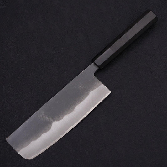 Nakiri White Steel #2 Kurouchi Chokin Snake-Sakura Buffalo Ebony Handle 165mm