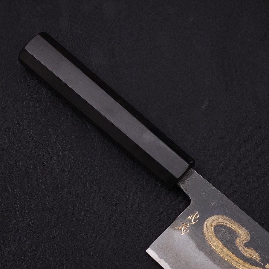 Nakiri White Steel #2 Kurouchi Chokin Snake-Sakura Buffalo Ebony Handle 165mm