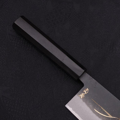 Nakiri White Steel #2 Kurouchi Chokin Wave-Sun Buffalo Ebony Handle 165mm