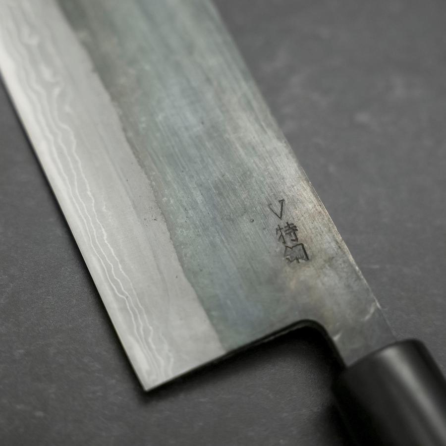 Nakiri White Steel #2 Kurouchi Damascus Buffalo Magnolia Handle 165mm