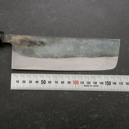 Nakiri White Steel #2 Kurouchi Damascus Buffalo Magnolia Handle 165mm