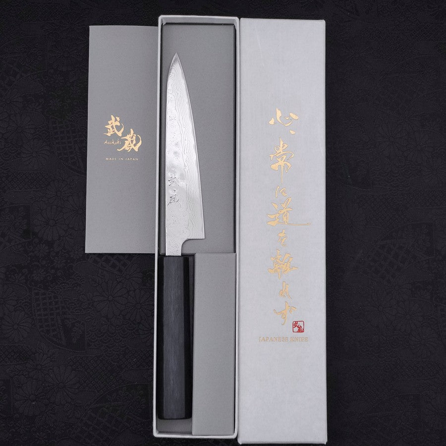 Petty AUS-10 Nashiji Damascus Dark-Blue Urushi Handle 135mm