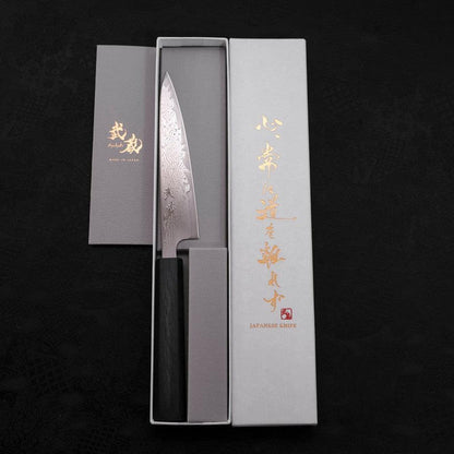 Petty AUS-10 Wave Nickel Damascus Dark Blue Urushi Handle 135mm