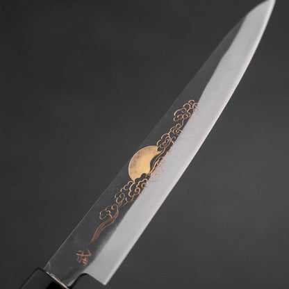 Petty Blue Steel #1 Kurouchi Chokin Auspicious Cloud-Sun Buffalo Ebony Handle 150mm