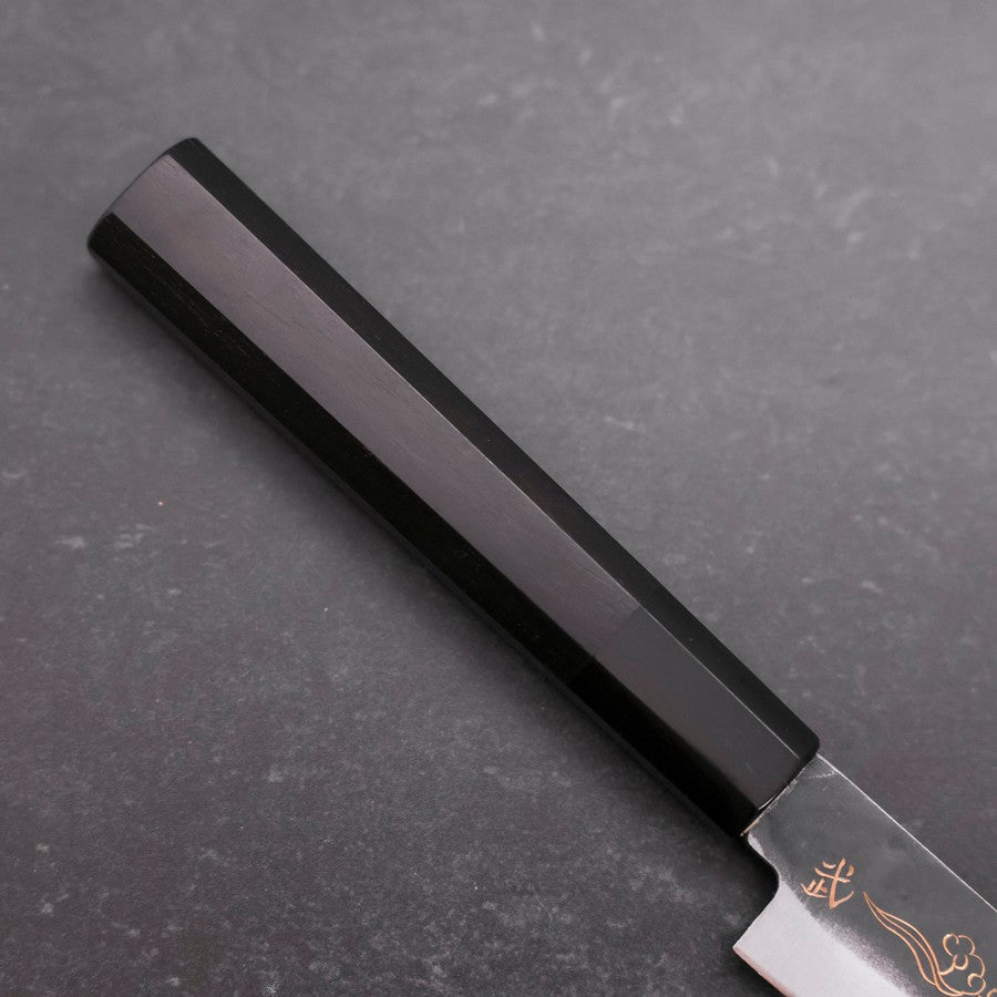 Petty Blue Steel #1 Kurouchi Chokin Auspicious Cloud-Sun Buffalo Ebony Handle 150mm