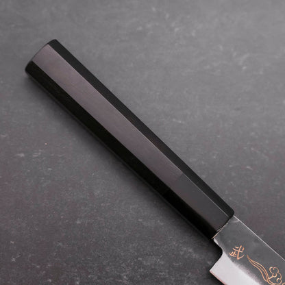 Petty Blue Steel #1 Kurouchi Chokin Auspicious Cloud-Sun Buffalo Ebony Handle 150mm