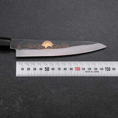 Petty Blue Steel #1 Kurouchi Chokin Auspicious Cloud-Sun Buffalo Ebony Handle 150mm