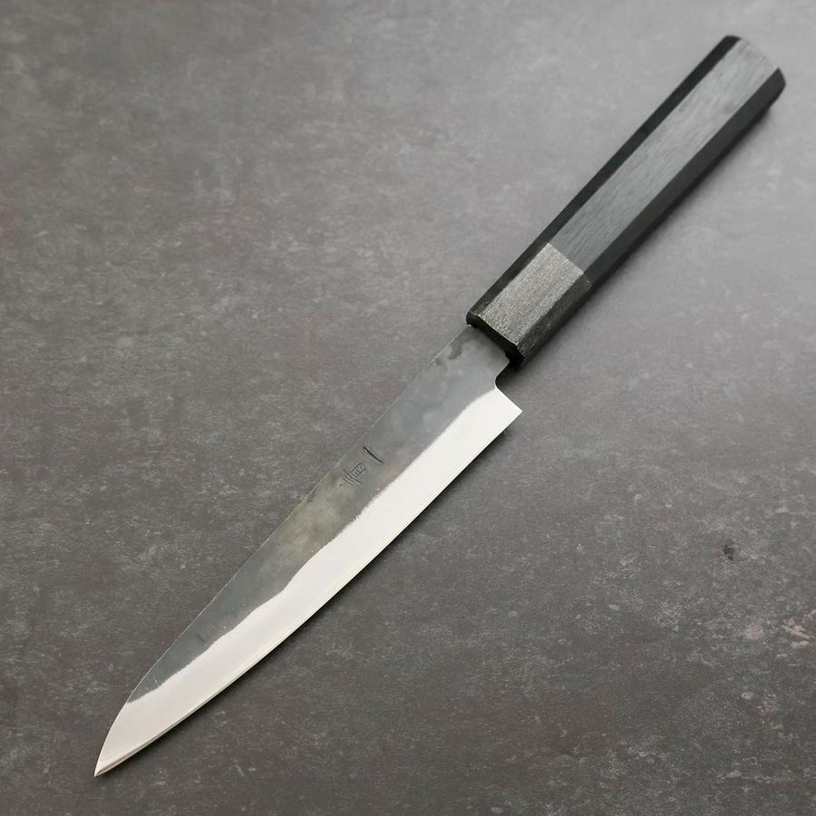 Petty Blue Steel #1 Stainless Clad Kurouchi Black Dark Blue Urushi Handle 150mm