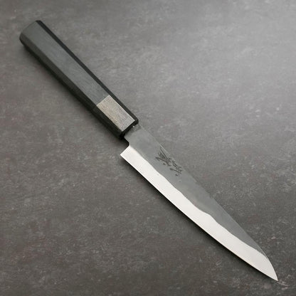 Petty Blue Steel #1 Stainless Clad Kurouchi Black Dark Blue Urushi Handle 150mm