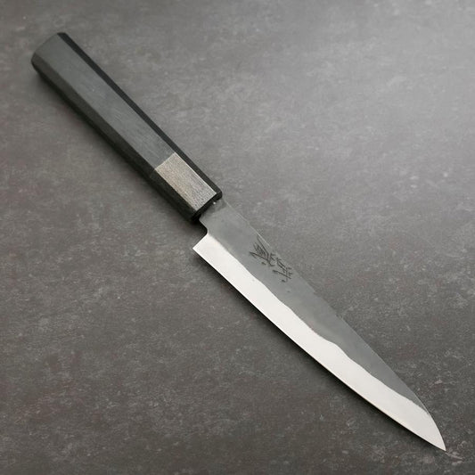 Petty Blue Steel #1 Stainless Clad Kurouchi Black Dark Blue Urushi Handle 150mm